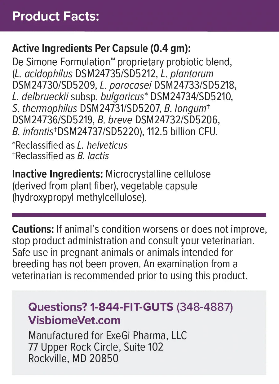 Visbiome Vet Advanced GI Care CFU- 112.5 Billion Capsules- 2 Pack