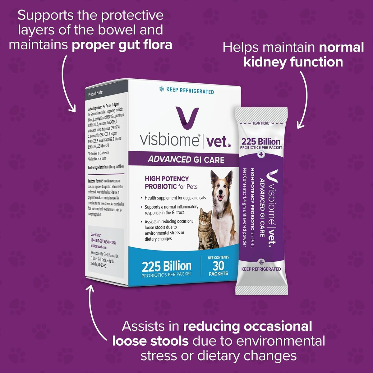 Visbiome Vet Advanced GI Care- 225 Billion CFU Packets
