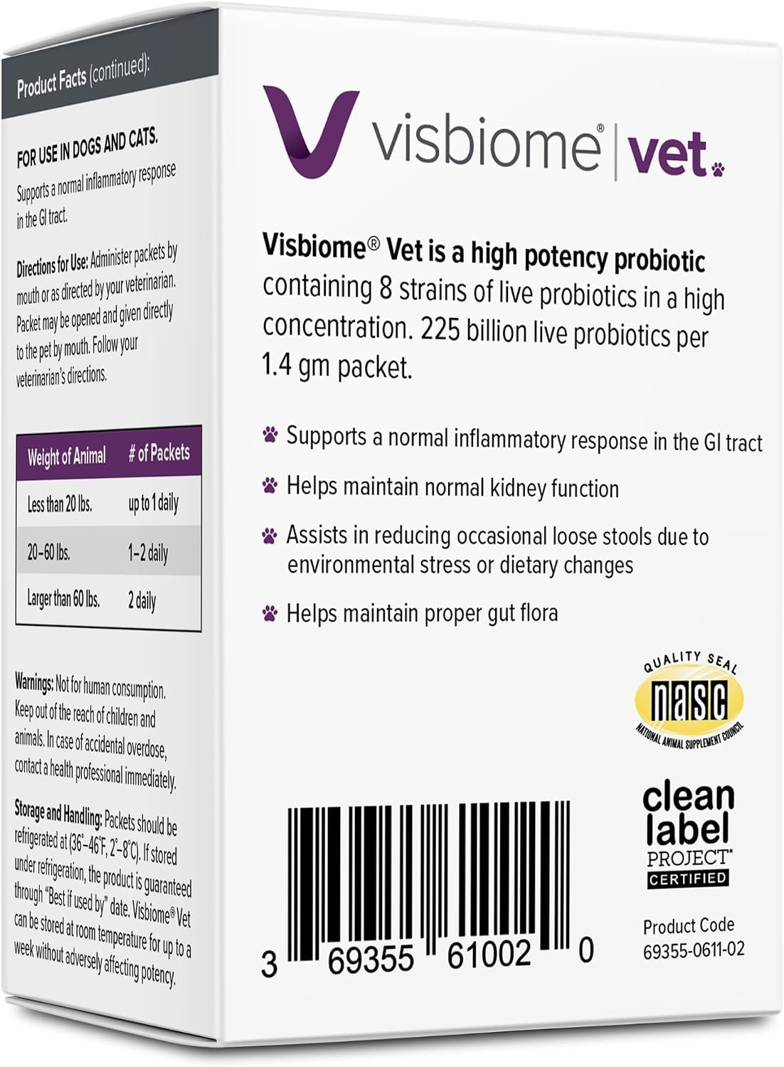 Visbiome Vet Advanced GI Care- 225 Billion CFU Packets