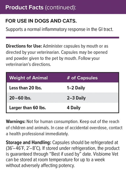 Visbiome Vet Advanced GI Care CFU- 112.5 Billion Capsules- 2 Pack