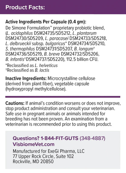 Visbiome Vet Advanced GI Care CFU- 112.5 Billion Capsules- 2 Pack